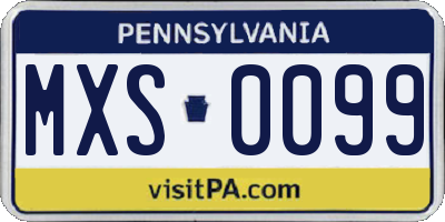 PA license plate MXS0099