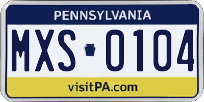 PA license plate MXS0104