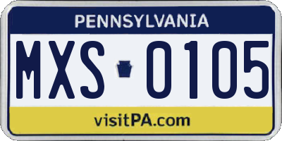 PA license plate MXS0105