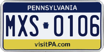 PA license plate MXS0106
