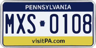 PA license plate MXS0108