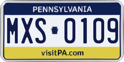 PA license plate MXS0109
