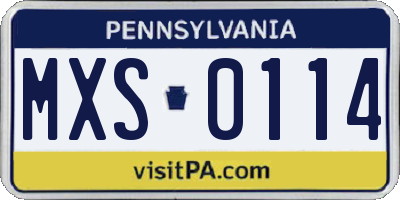 PA license plate MXS0114
