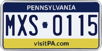 PA license plate MXS0115