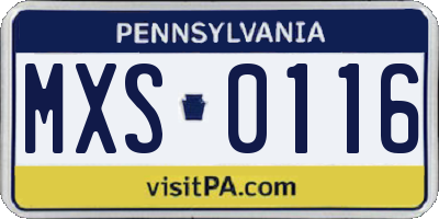 PA license plate MXS0116