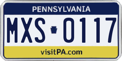 PA license plate MXS0117