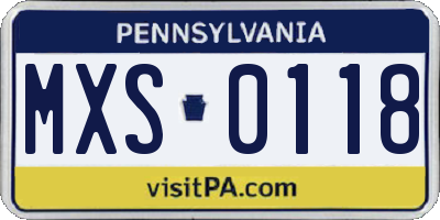 PA license plate MXS0118