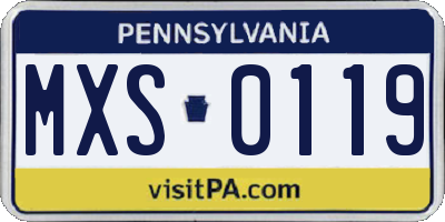 PA license plate MXS0119