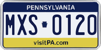 PA license plate MXS0120