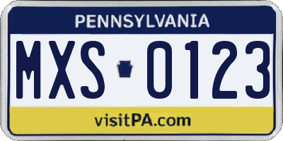 PA license plate MXS0123