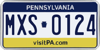 PA license plate MXS0124