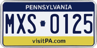 PA license plate MXS0125