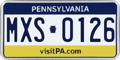 PA license plate MXS0126