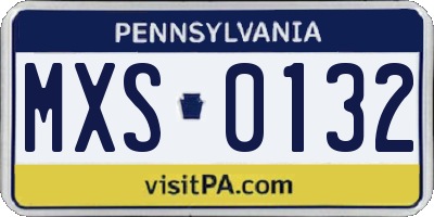 PA license plate MXS0132