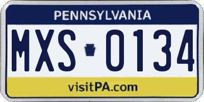 PA license plate MXS0134