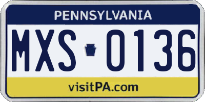 PA license plate MXS0136