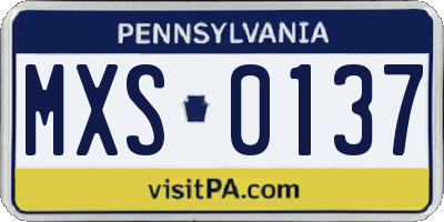 PA license plate MXS0137