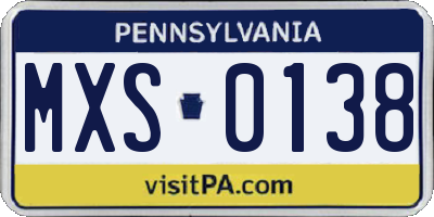PA license plate MXS0138