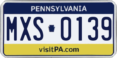 PA license plate MXS0139