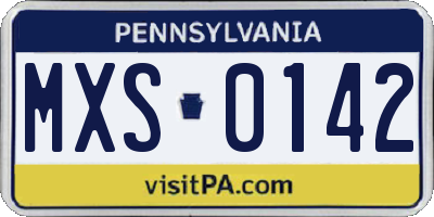 PA license plate MXS0142