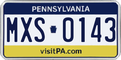 PA license plate MXS0143