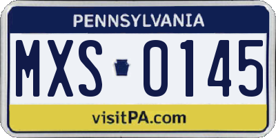 PA license plate MXS0145