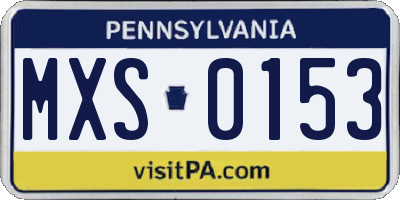 PA license plate MXS0153