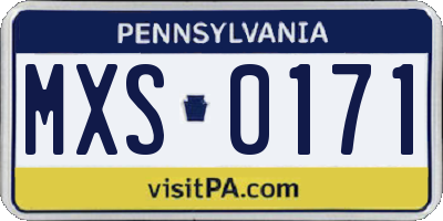 PA license plate MXS0171