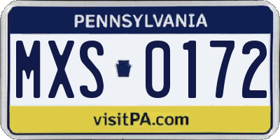 PA license plate MXS0172