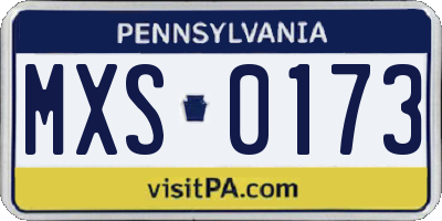 PA license plate MXS0173
