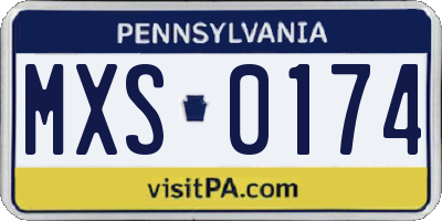 PA license plate MXS0174
