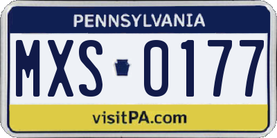 PA license plate MXS0177