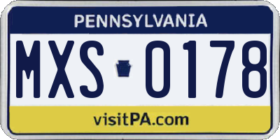 PA license plate MXS0178