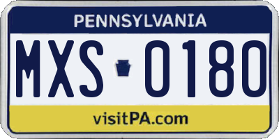 PA license plate MXS0180