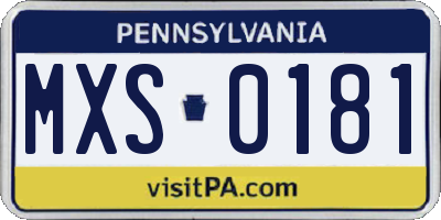 PA license plate MXS0181