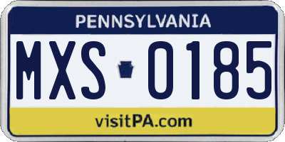 PA license plate MXS0185