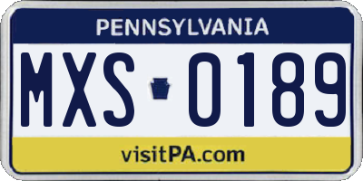 PA license plate MXS0189