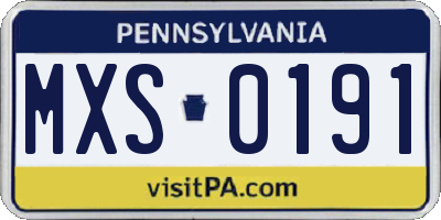 PA license plate MXS0191