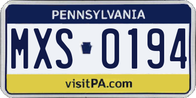 PA license plate MXS0194