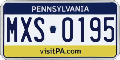 PA license plate MXS0195