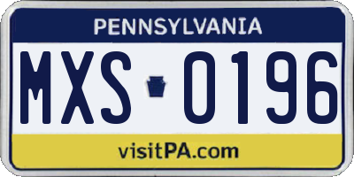 PA license plate MXS0196