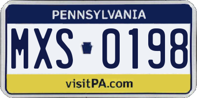 PA license plate MXS0198