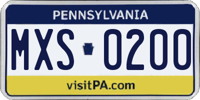 PA license plate MXS0200