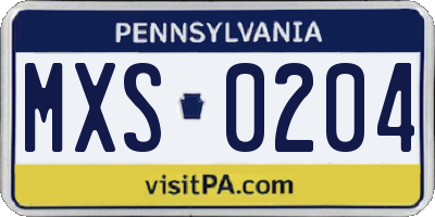 PA license plate MXS0204