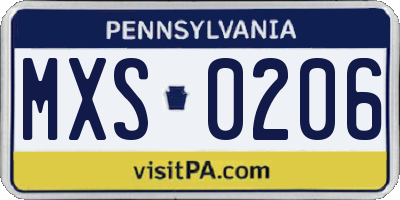 PA license plate MXS0206