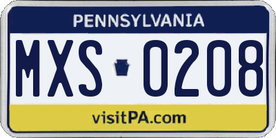 PA license plate MXS0208