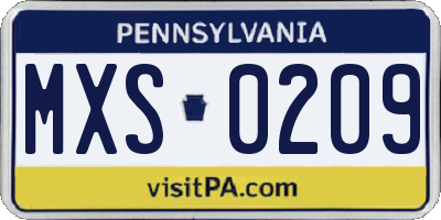 PA license plate MXS0209