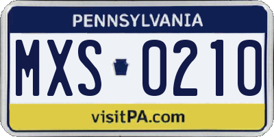 PA license plate MXS0210