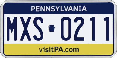 PA license plate MXS0211