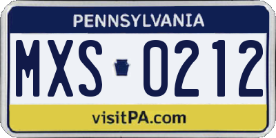 PA license plate MXS0212